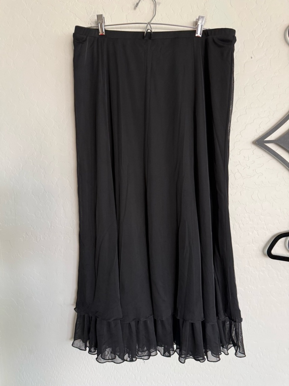MSK Black Ruffled Hem Chiffon Skirt - XL
